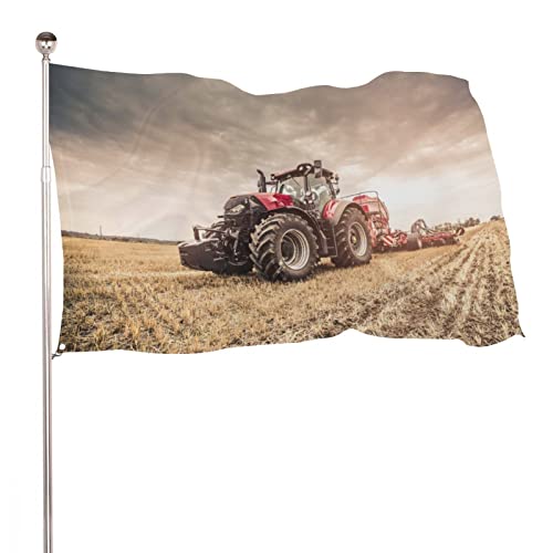 Dekoratives Hausflagge, Hof-Banner, roter Traktor-Saatdruck, für alle Jahreszeiten, Urlaub, Willkommensgartenflaggen, Rasendekoration, 60 x 90 cm von NIBABA