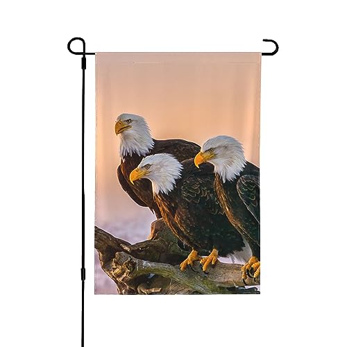 Doppelseitige Gartenflagge für den Außenbereich, drei amerikanische Weißkopfseeadler, Heimdekoration, Hof, Rasen, hängende Flaggen, 70 x 100 cm von NIBABA