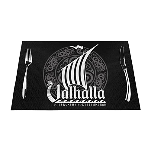 Gewebte Tischsets 1–6 Sets Viking Boat Valhalla waschbare PVC-Tischsets für Esstisch, geeignet für Küchentischmatten, 30 x 45 cm, 1 Stück von NIBABA