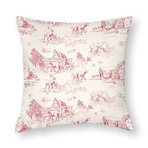 Kissenbezüge, 1 Stück, Toile de Jouy Landhaus Leben Haus Schafe dekorative Kissenbezüge 50,8 x 50,8 cm, weiches Polyester, quadratische Kissenbezüge für Wohnzimmer, Sofa, Couch, Bett, Kissenbezüge von NIBABA