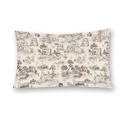 Kissenbezüge, 1 Stück, Toile de Jouy Stile Landschaft dekorative Kissenbezüge 50,8 x 76,2 cm, weicher Polyester-Kissenbezug für Wohnzimmer, Sofa, Couch, Bett, Kissenbezüge von NIBABA