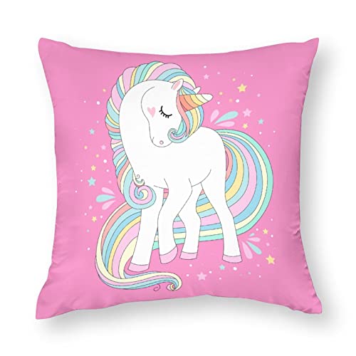 Kissenbezüge, 1 Stück, rosafarbener Einhorn-Regenbogen-Kissenbezug, 81,3 x 81,3 cm, weicher Polyester, quadratische Kissenbezüge für Wohnzimmer, Sofa, Couch, Bett, Kissenbezüge von NIBABA