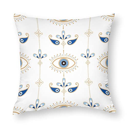 Kissenbezüge, 1 Stück, türkisches blaues böses Auge, dekorativer Kissenbezug, 43,2 x 43,2 cm, weiches Polyester, quadratisch, für Wohnzimmer, Sofa, Couch, Bett, Kissenbezüge von NIBABA