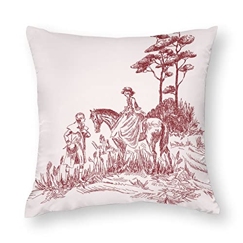 Kissenbezüge, 1 x wundervolle Begegnung Toile De Jouy, dekorative Kissenbezüge, 81,3 x 81,3 cm, weiches Polyester, quadratisch, für Wohnzimmer, Sofa, Couch, Bett, Kissenbezüge von NIBABA