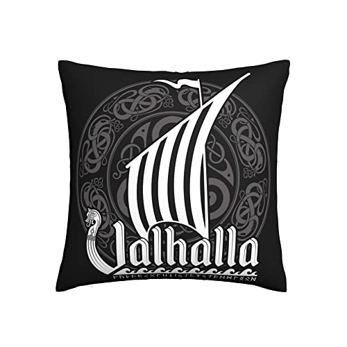 Kissenbezüge, skandinavisches Wikinger-Drachenschiff Valhalla-Inschrift, dekorative Kissenbezüge, 30 x 30 cm, quadratisch, Kissenbezüge für Wohnzimmer, Sofa, Couch, Bett, 1 Stück von NIBABA