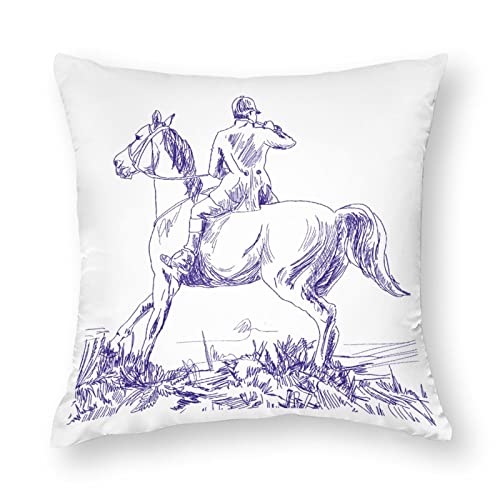 Kissenbezug, Motiv: Cowboy, Pferd, Toile Jouy, dekorative Kissenbezüge, 81,3 x 81,3 cm, weiches Polyester, quadratisch, für Wohnzimmer, Sofa, Couch, Bett, 1 Stück von NIBABA