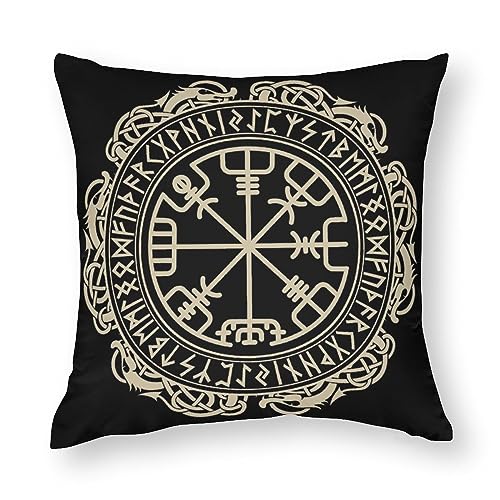 NIBABA Cushion Covers 1 PCs Viking Runes Decorative Pillow Covers 32"x32" (80X80 CM) Soft Polyester Square Pillow Cases Pillowcases von NIBABAEU