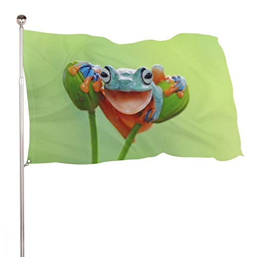 NIBABA Dekorative Hausflagge Hofbanner fliegender Frosch-Druck, alle Jahreszeiten, Urlaub, Willkommen, Gartenflaggen, Rasen, hängende Dekoration, 120 x 180 cm von NIBABA