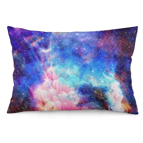 NIBABA Kissenbezüge, 1 Stück, Weltraum-Sterne, Blume, Galaxie, dekorativer Überwurf-Kissenbezug, 40 x 60 cm, weiches Polyester, rechteckige Kissenbezüge von NIBABA