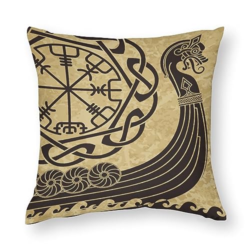 NIBABA Kissenbezüge, 1 Stück, Wikinger-Kriegsschiff, Drakkar, antiker skandinavischer dekorativer Kissenbezug, 35 x 35 cm, weich, quadratisch, für Wohnzimmer, Sofa, Couch, Bett NIBABA Kissenbezüge, 1 Stück, Wikinger-Kriegsschiff, Drakkar, antiker skandinavischer dekorativer Kissenbezug, 35 x 35 cm, weich, quadratisch, für Wohnzimmer, Sofa, Couch, Bett von NIBABAEU