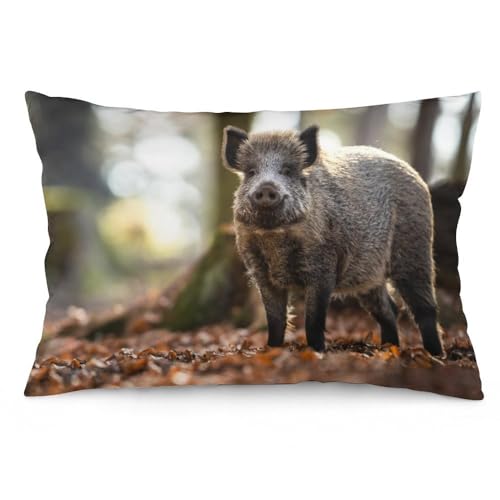 NIBABA Kissenbezüge, 1 Stück, Wildschwein-Schweine, dekorativer Überwurf-Kissenbezug, 40 x 60 cm, weiches Polyester, rechteckige Kissenbezüge von NIBABA