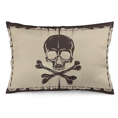 NIBABA Kissenbezüge, 1 Stück, altes Shabby-Totenkopf-Design, Piratenmotiv, dekorativer Kissenbezug, 40 x 60 cm, weiches Polyester, Kissenbezüge von NIBABA