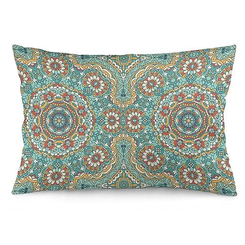 NIBABAEU Kissenbezug mit bunten Blumen, indische Kultur, dekorativer Kissenbezug, 35 x 50 cm, weiches Polyester, quadratisch, 1 Stück NIBABAEU Kissenbezug mit bunten Blumen, indische Kultur, dekorativer Kissenbezug, 35 x 50 cm, weiches Polyester, quadratisch, 1 Stück von NIBABAEU