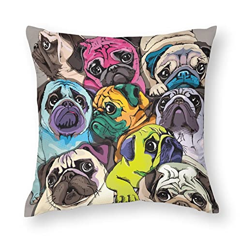 NIBABA Kissenbezüge, 1 Stück, bunte Pop-Art-Mops, dekorative Kissenbezüge, 80 x 80 cm, weiches Polyester, quadratisch, für Wohnzimmer, Sofa, Couch, Bett NIBABA Kissenbezüge, 1 Stück, bunte Pop-Art-Mops, dekorative Kissenbezüge, 80 x 80 cm, weiches Polyester, quadratisch, für Wohnzimmer, Sofa, Couch, Bett von NIBABAEU