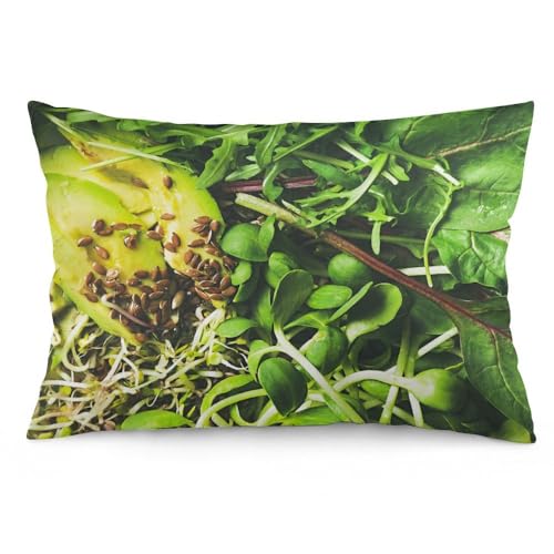 NIBABA Kissenbezüge, 1 Stück, grüne Blätter, Früchte, Frühstück, dekorativer Überwurf-Kissenbezug, 35 x 50 cm, weiches Polyester, rechteckige Kissenbezüge von NIBABA