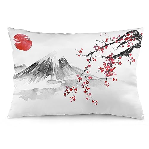 NIBABA Kissenbezüge, japanische Fuji-Hügel-Blume, dekorative Kissenbezüge, weiche Kissenbezüge, 40 x 60 cm, 1 Stück von NIBABA