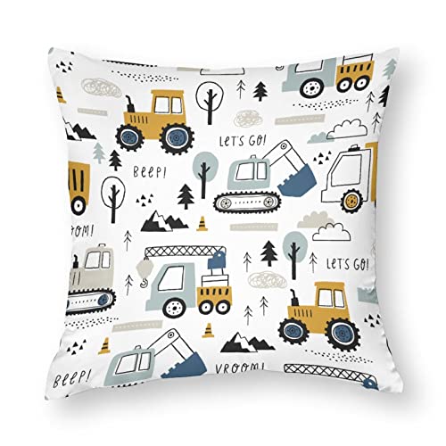 NIBABA Kissenbezug, 1 Stück, Bagger, dekorative Kissenbezüge, weiches Polyester, quadratisch, für Wohnzimmer, Sofa, Couch, Bett, Kissenbezüge (14"x14" (35X35CM)) von NIBABAEU