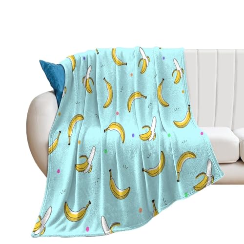 NIBABA Niedliche Bananen-Decke, flauschige Überwürfe, weiche Decken für Männer, Frauen, Jungen, Mädchen, gemütliche Plüsch, bequeme Mikrofaser-Überwurfdecke für Couch, Sofa, Bett, 150 x 200 cm von NIBABA