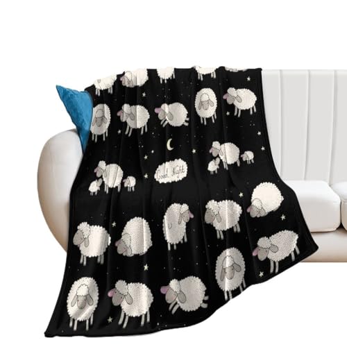 NIBABA Niedliche Schlafdecke mit niedlichem Schaf, weiche Decken für Männer, Frauen, Jungen, Mädchen, gemütliche Plüsch, bequeme Mikrofaser-Überwurfdecke für Couch, Sofa, Bett, 125 x 150 cm von NIBABA