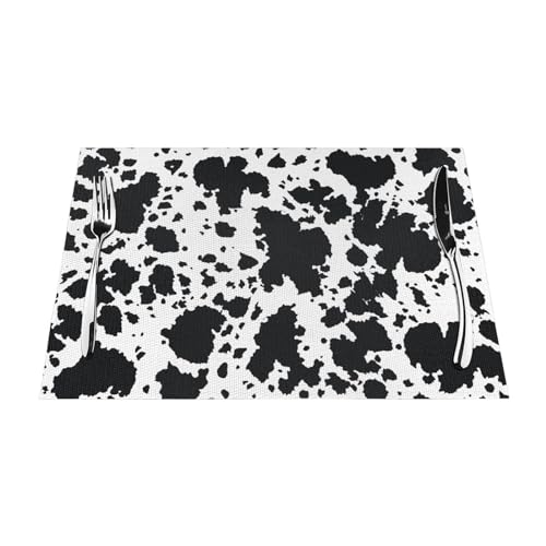 NIBABAEU Gewebte Tischsets 1–6 Sets, Kuhmuster, schwarz-weiß, geeignet für Küche, Esstisch, Wärmeisolierung, 30 x 45 cm, 1 Stück von NIBABA