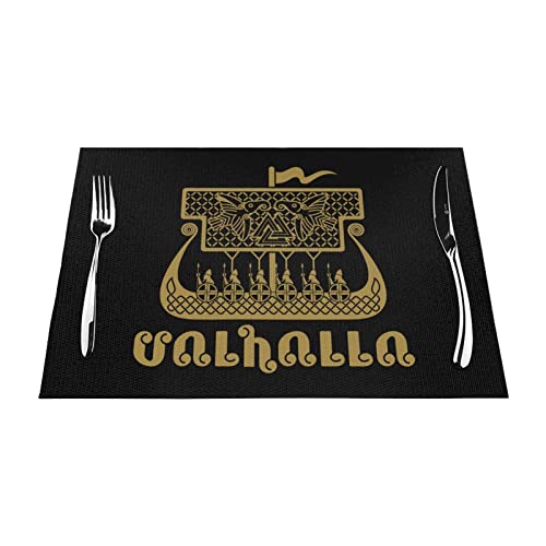 Platzsets 1–6 Sets Drakkar Boot Wikinger waschbare PVC-Tischsets für Esstisch, geeignet für Küchentischmatten, 30 x 45 cm, 1 Stück von NIBABA