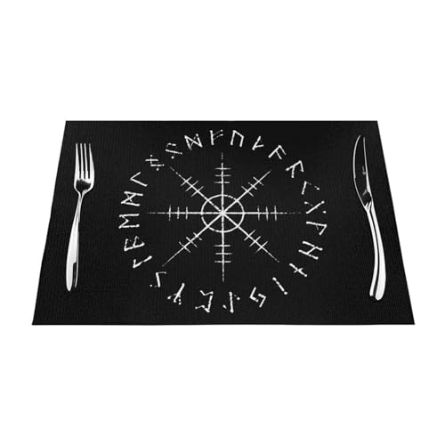 Tischsets 1–6 Sets, alte isländische Wikinger, skandinavische Runen, waschbare Tischsets für Küche, Esstisch, geeignet für Küche, Wärmedämmung, Tischsets, 30 x 45 cm, 4 Stück von NIBABA