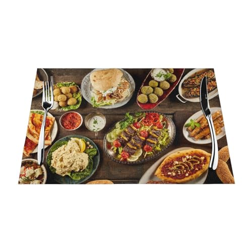 Tischsets 1–6 Sets, frisches leckeres Essen-Muster, waschbare Tischsets für Küche, Esstisch, geeignet für Küche, Wärmedämmung, Tischsets, 30 x 45 cm, 6 Stück von NIBABA