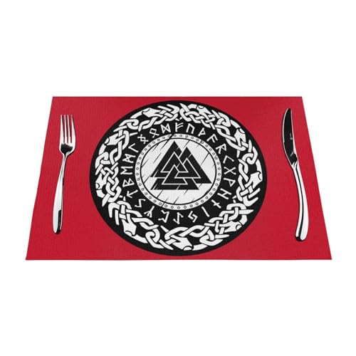 Tischsets 1–6 Sets, skandinavische Wikinger nördliche Runen, waschbare Tischsets für Küche Esstisch, geeignet für Küche, Wärmedämmung, Tischsets, 30 x 45 cm, 1 Stück von NIBABA