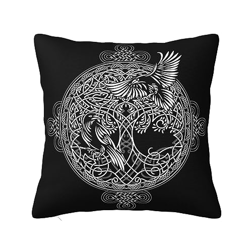 NIBABAEU Kissenbezüge, Vintage, Wikingerrabe, skandinavische Rune, dekorativer Kissenbezug, 50 x 50 cm, weiches Polyester, quadratisch, für Wohnzimmer, Sofa, Couch, Bett, Kissenbezüge, 1 Stück NIBABAEU Kissenbezüge, Vintage, Wikingerrabe, skandinavische Rune, dekorativer Kissenbezug, 50 x 50 cm, weiches Polyester, quadratisch, für Wohnzimmer, Sofa, Couch, Bett, Kissenbezüge, 1 Stück von NIBABAEU