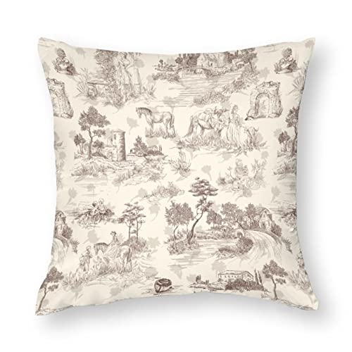 NIBABAEU Kissenbezug, Motiv: Toile de Jouy Stile, Landschaft, dekorativer Kissenbezug, 45,7 x 45,7 cm, weiches Polyester, quadratisch, für Wohnzimmer, Sofa, Couch, Bett, 1 Stück NIBABAEU Kissenbezug, Motiv: Toile de Jouy Stile, Landschaft, dekorativer Kissenbezug, 45,7 x 45,7 cm, weiches Polyester, quadratisch, für Wohnzimmer, Sofa, Couch, Bett, 1 Stück von NIBABAEU