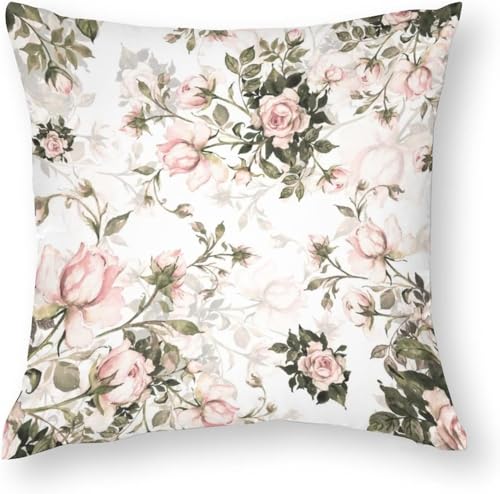 NIBABAEU Kissenbezug mit rosafarbenem Blumenmuster, Vintage-/Retro-Kissenbezug, 60 x 60 cm, weiches Polyester, quadratisch, für Wohnzimmer, Sofa, Couch, Bett, 1 Stück NIBABAEU Kissenbezug mit rosafarbenem Blumenmuster, Vintage-/Retro-Kissenbezug, 60 x 60 cm, weiches Polyester, quadratisch, für Wohnzimmer, Sofa, Couch, Bett, 1 Stück von NIBABAEU