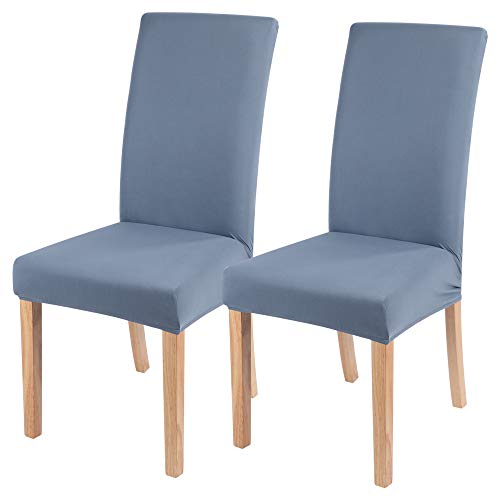 NIBESSER 1er/2er/4er Set Stuhlhussen Stretch Stuhlbezug elastische Moderne Husse Dekoration Einfarbig Stuhlüberzug für Universelle Passform(Graublau，2er Set) von NIBESSER