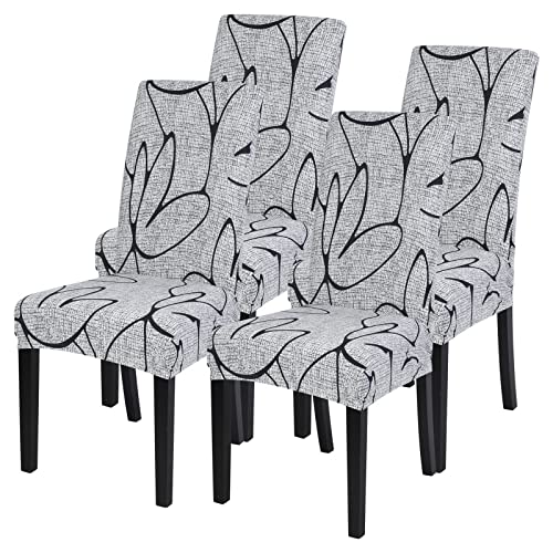NIBESSER 4 Stück Stuhlhussen Stretch Stuhlbezug elastische Moderne Husse Dekoration Stuhlüberzug für Universelle Passform von NIBESSER