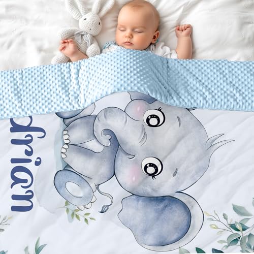 NIBESSER Babydecke mit Name Personalisierte Kinderdecke Baumwolle Individuelle Krabbeldecke doppelseitig Kuscheldecke Geschenk für Mädchen oder Jungen von NIBESSER