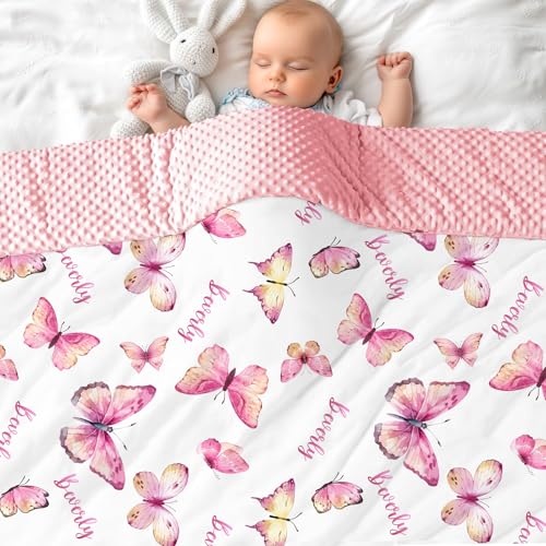 NIBESSER Babydecke mit Name Personalisierte Kinderdecke Baumwolle Individuelle Krabbeldecke doppelseitig Kuscheldecke Geschenk für Mädchen oder Jungen von NIBESSER