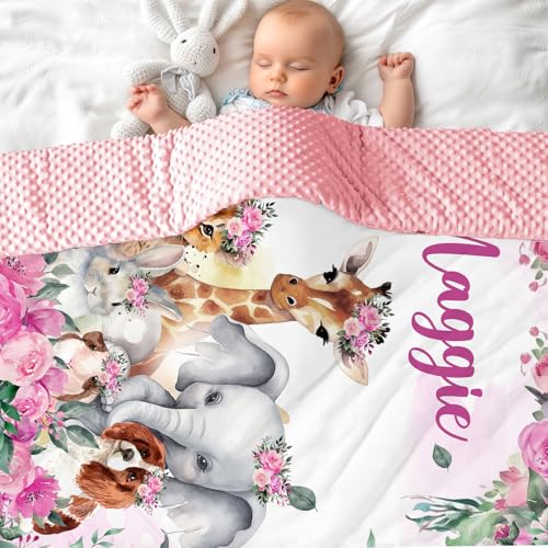 NIBESSER Babydecke mit Name Personalisierte Kinderdecke Baumwolle Individuelle Krabbeldecke doppelseitig Kuscheldecke Geschenk für Mädchen oder Jungen von NIBESSER