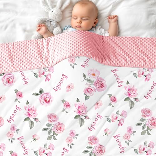 NIBESSER Babydecke mit Name Personalisierte Kinderdecke Baumwolle Individuelle Krabbeldecke doppelseitig Kuscheldecke Geschenk für Mädchen oder Jungen von NIBESSER