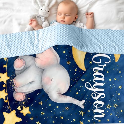 NIBESSER Babydecke mit Name Personalisierte Kinderdecke Baumwolle Individuelle Krabbeldecke doppelseitig Kuscheldecke Geschenk für Mädchen oder Jungen von NIBESSER