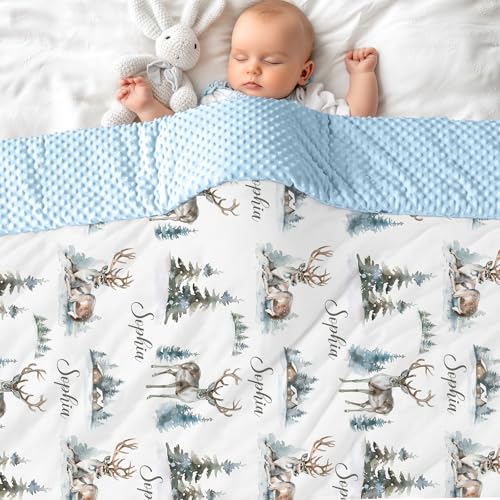 NIBESSER Babydecke mit Name Personalisierte Kinderdecke Baumwolle Individuelle Krabbeldecke doppelseitig Kuscheldecke Geschenk für Mädchen oder Jungen von NIBESSER