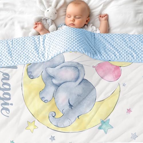 NIBESSER Babydecke mit Name Personalisierte Kinderdecke Baumwolle Individuelle Krabbeldecke doppelseitig Kuscheldecke Geschenk für Mädchen oder Jungen von NIBESSER