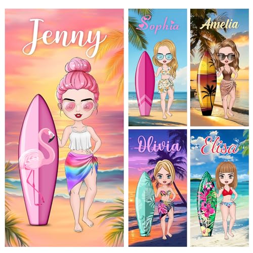 Badetuch mit Namen 76x152cm Personalisiertes Strandtuch für die Beste Freundin Individuelles Reisebadetuch super weich schnell trocknendes Namenstuch Sommer Urlaub von NIBESSER