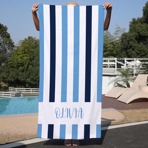 Badetuch mit Namen Groß Personalisiert Strandtuch 75x150cm Schnelltrocknend Duschtuch Strandtuch Saunatuch Badehandtuch Personalisierte Geschenke für den Strand, Reise, Sauna von NIBESSER
