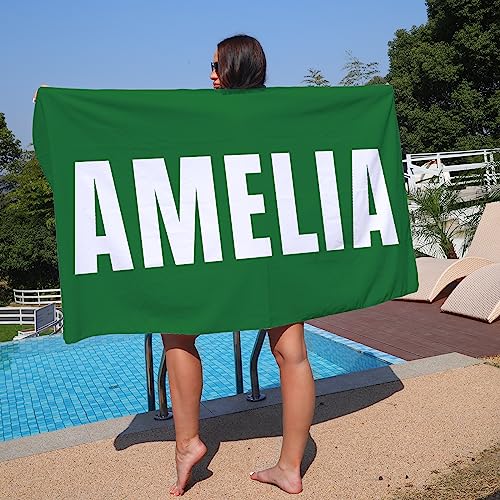 Badetuch mit Namen Groß Strandtuch 80x160cm Schnelltrocknend Duschtuch Personalisierte Strandtuch Saunatuch Badehandtuch von NIBESSER