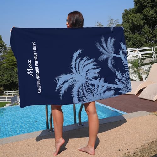 NIBESSER Badetuch mit Namen Personalisiertes Strandtuch Mikrofaser Handtuch Ultra Leicht Sandfreies Damen Strandtuch XXL für Strand, Reise, Sauna, 75x150cm von NIBESSER