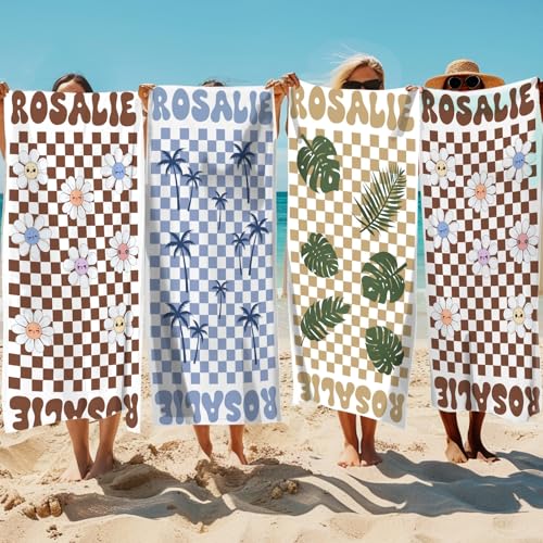 NIBESSER Badetuch mit Namen Personalisiertes Strandtuch Mikrofaser Handtuch Ultra Leicht Sandfreies Damen Strandtuch XXL für Strand, Reise, Sauna von NIBESSER