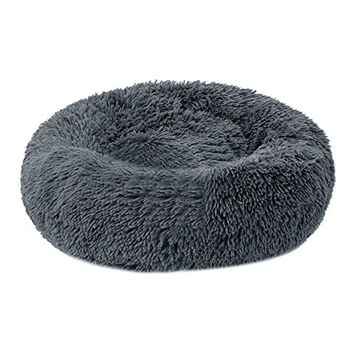 NIBESSER Haustierbett Hundebett Katzenbett Rundes Plüsch Hundesofa Katzensofa Kissen in Doughnut-Form(Durchmesser 70cm,dunkelgrau) von NIBESSER