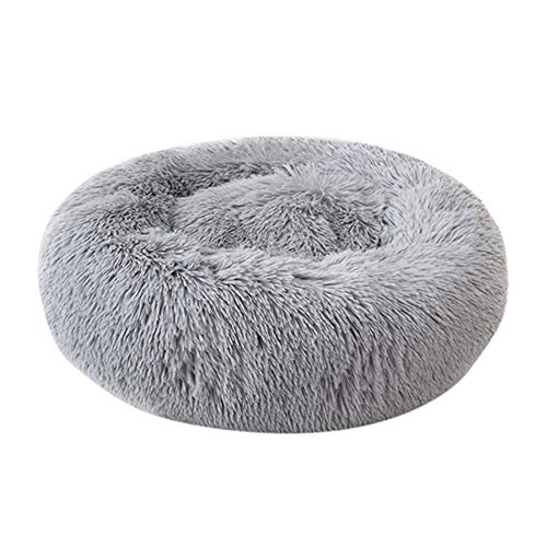 NIBESSER Haustierbett Hundebett Katzenbett Rundes Plüsch Hundesofa Katzensofa Kissen in Doughnut-Form(Durchmesser 70cm,hellgrau) von NIBESSER