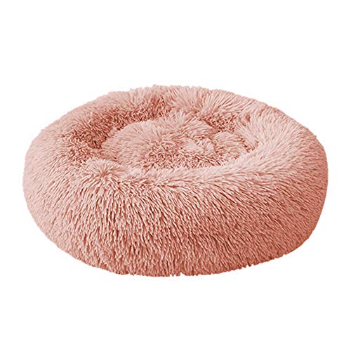 NIBESSER Haustierbett Hundebett Katzenbett Rundes Plüsch Hundesofa Katzensofa Kissen in Doughnut-Form(Durchmesser 50cm,rosa) von NIBESSER