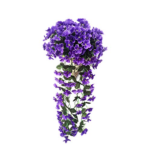 NIBESSER Künstlich Hängende Blumen Violette Blumen-Wand-Glyzinien-Korb-hängende Girlande-Rebe blüht Gefälschte Silk Orchidee Bunte Kunstblumen für Büro Küche Garten Party Wanddekoration von NIBESSER