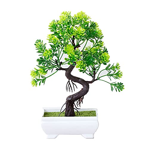 NIBESSER Künstliche Bonsai Baum Pflanze deko Kunstpflanze Künstlicher Bonsai-Baum Kiefer Kunststoff Baum Pflanze für Büro Fensterbank Hof Dekoration(Grün，B) von NIBESSER